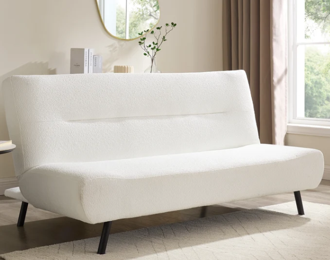 Ashley Sofa Bed, White Boucle